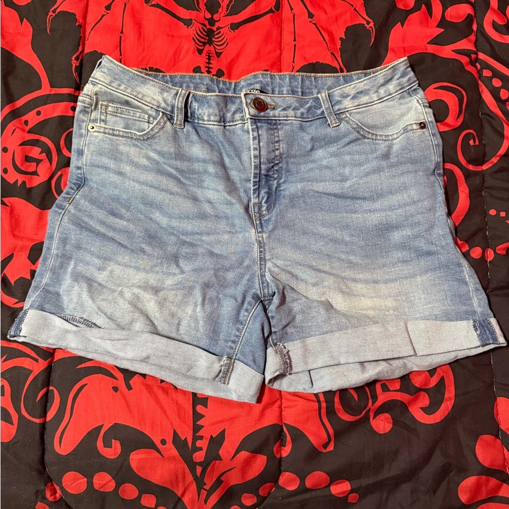 George Light Blue Rolled-Hem Jean Shorts